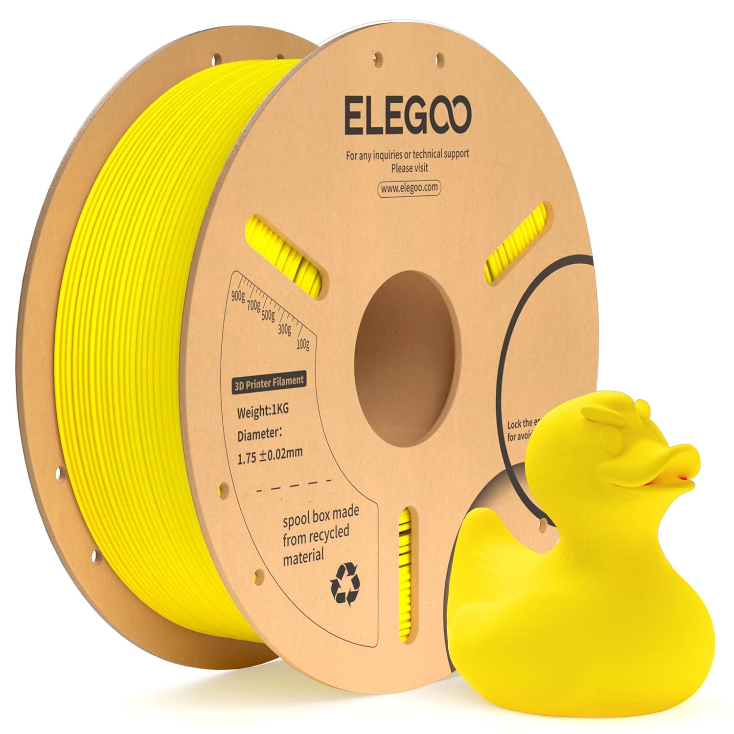 ELEGOO PLA+ Filament 1.75mm Yellow 1KG, PLA Plus Tougher and Stronger 3D Printer...