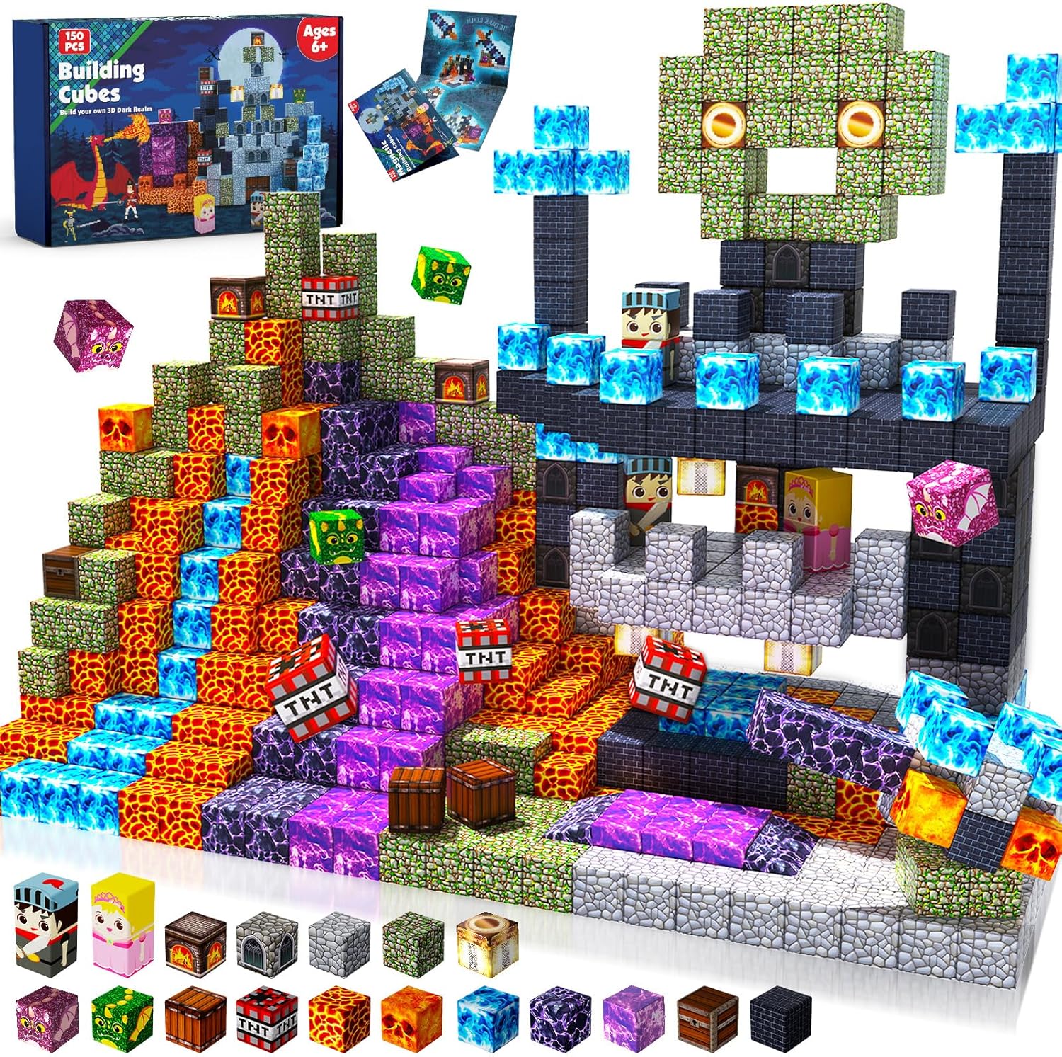GraceDuck Magnetic Blocks - 150 PCS Build Magnetic Dark Castle Sword Domain Worl...