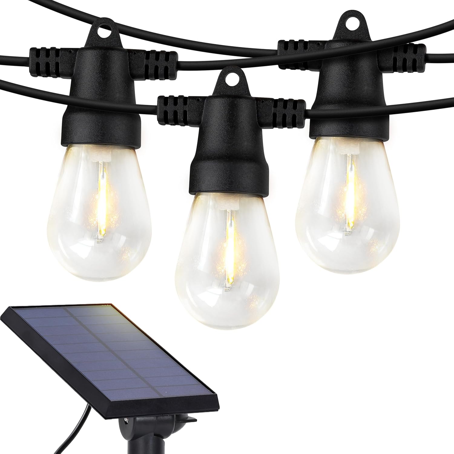 Brightech Ambience Pro Solar Powered Outdoor String Lights, 27 ft Commercial Gra...