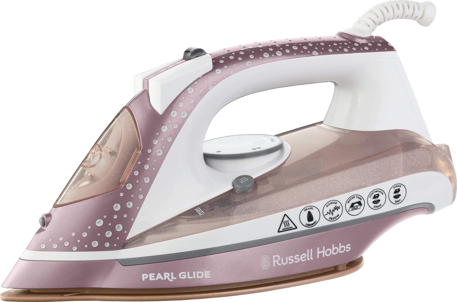 Russell Hobbs Pearl Glide Steam Iron, Pearl Infused Ceramic Soleplate for smooth...