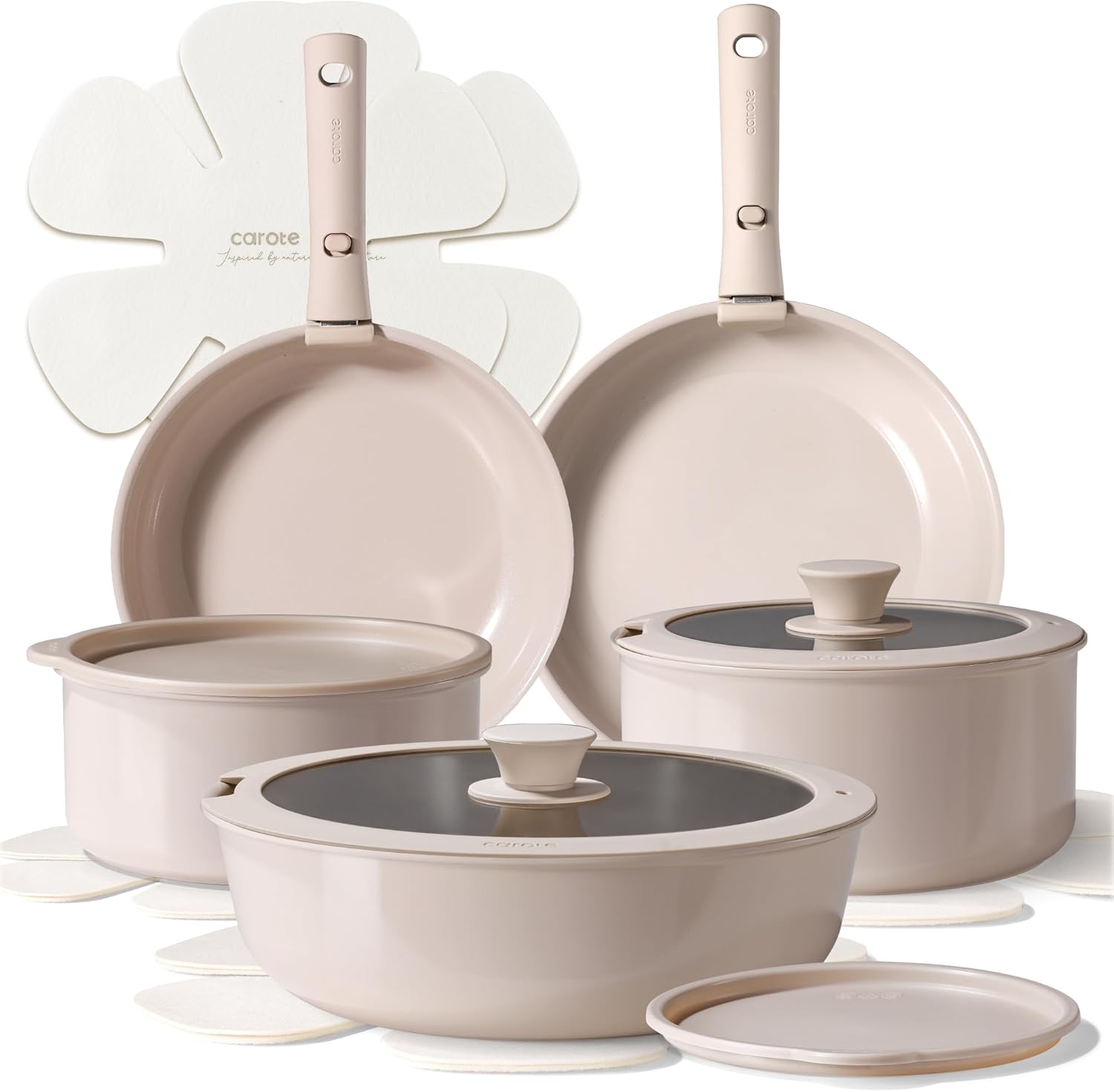 CAROTE Ceramic Cookware Sets, Pots and Pans Set Non Stick Non Toxic, Induction C...