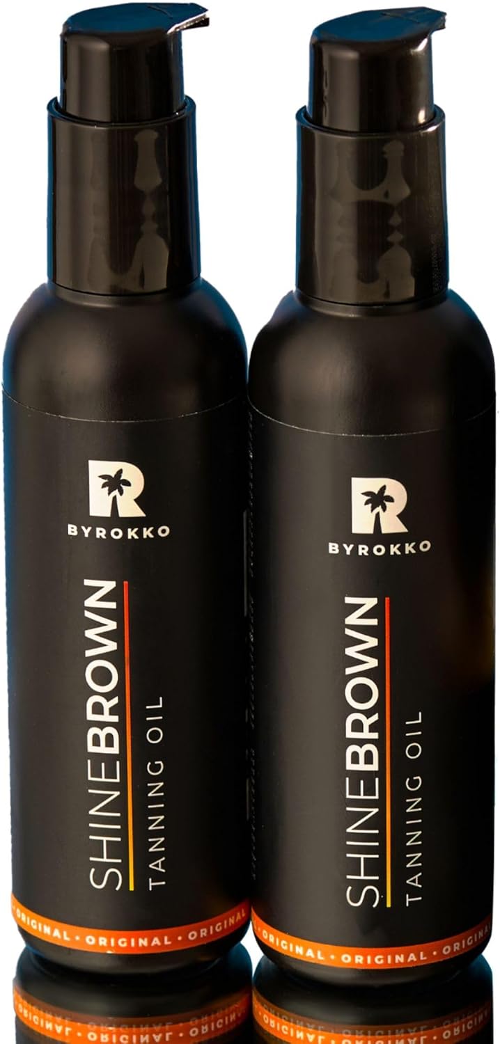 Premium BYROKKO Shine Brown Tanning Oil, Special Tanning Oil with XXL Sunbed and...