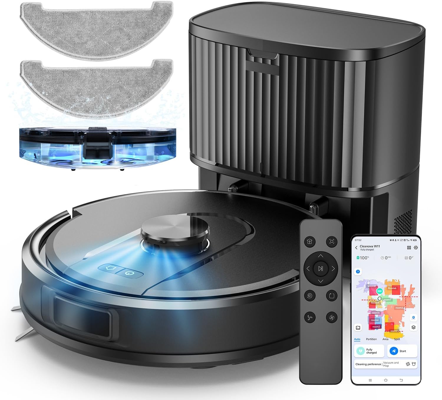 High-Quality Vexilar Robot Vacuum Cleaner, Special Self-Emptying Vacuum with Mop...