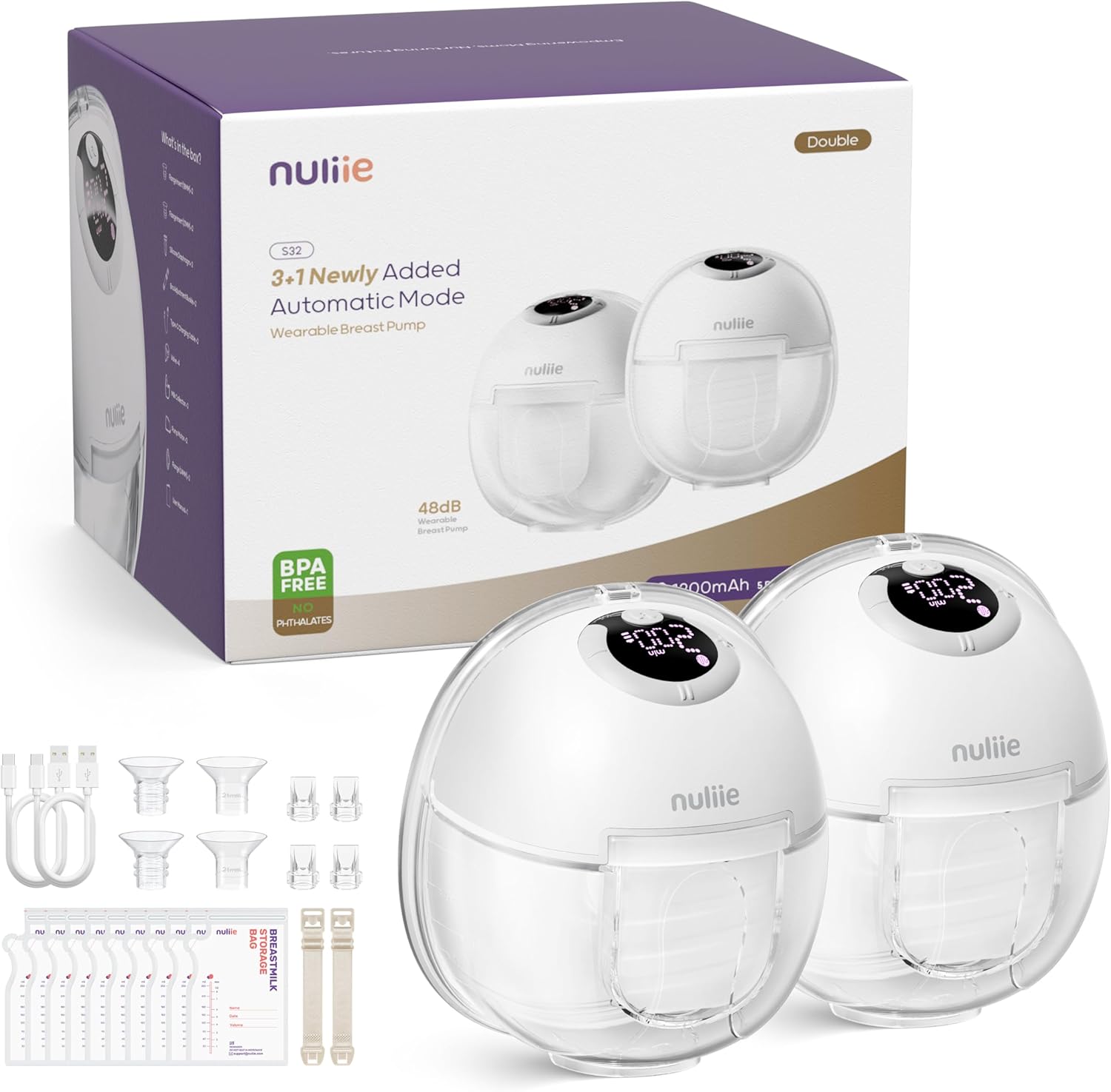Top Nuliie Electric Breast Pump S32, Special Hands-Free Wearable Breast Pumps, C...