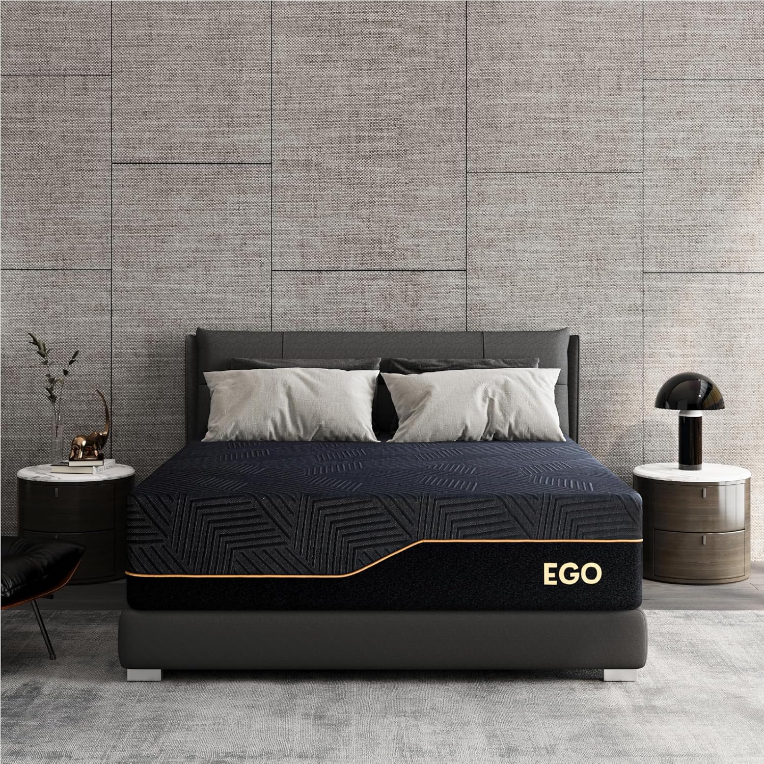 Firm King 14 Inch Memory Foam Mattress in a Box, Cooling Knit Fabric Cover, Copp...