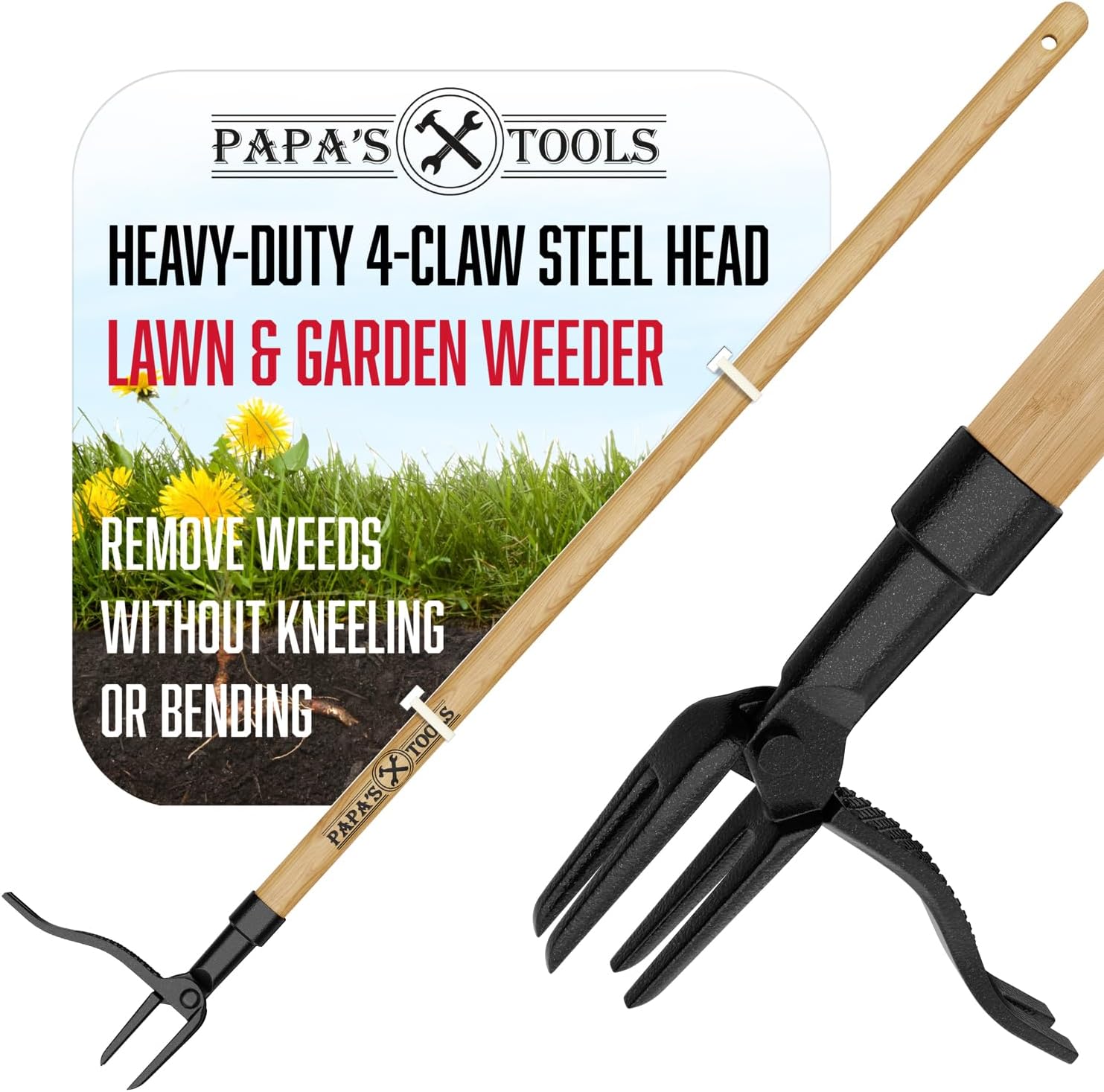 Papa's Tools Weeder, Exceptional Stand Up Weed Puller Tool, Unique Garden Tool M...