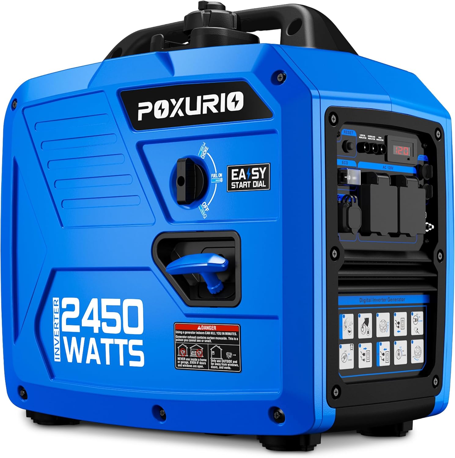 2450-Watt Portable Inverter Generator for Home Use, 1.6Gallon Large Fuel Tank Up...