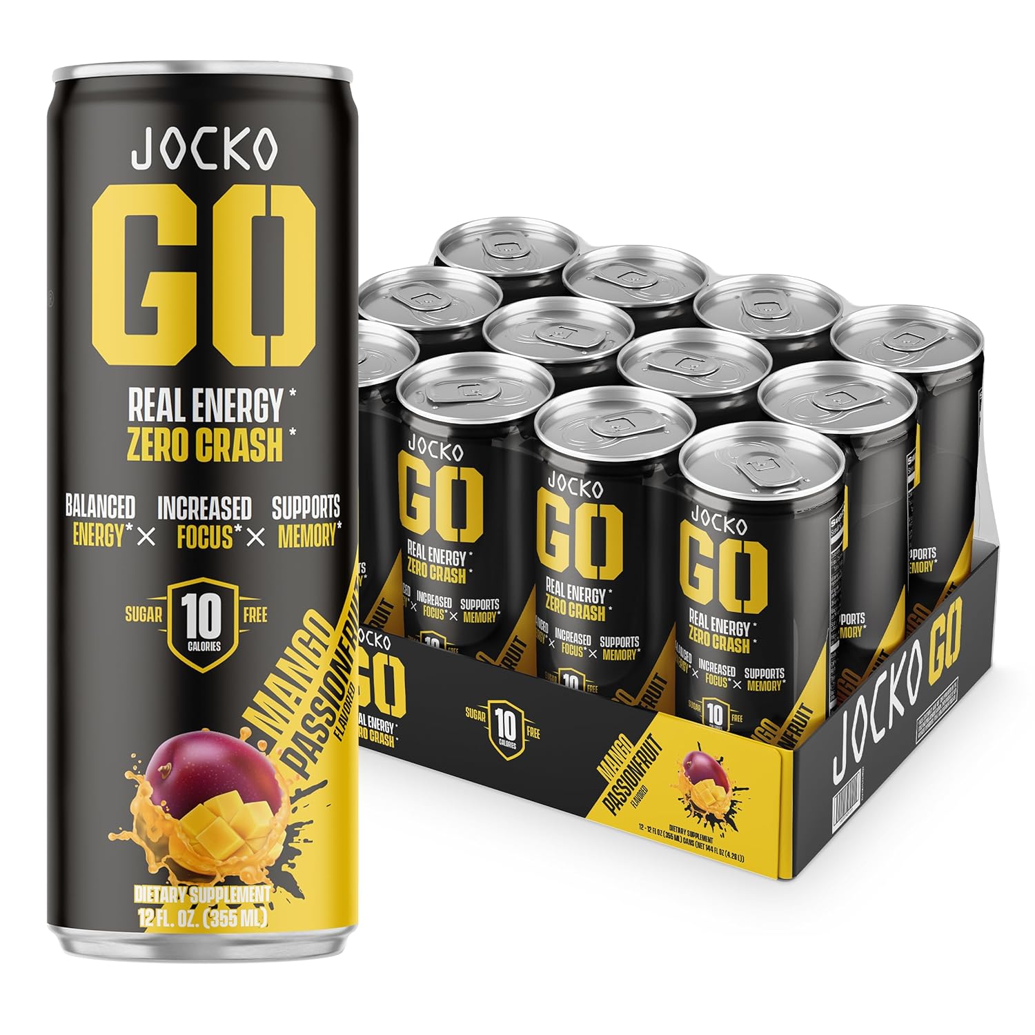 Jocko GO Energy Drink, Special KETO Energy Beverage with Vitamin B12 and B6, Uni...