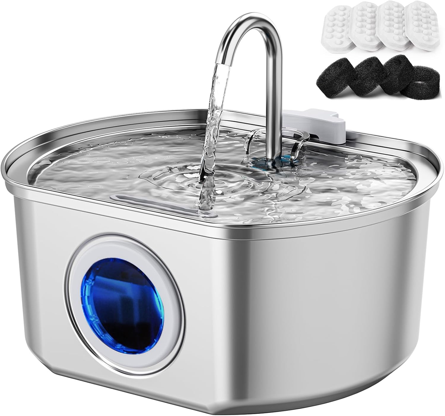 Cat Water Fountain Stainless Steel: 108oz/3.2L Cat Fountain for Drinking- Pet Wa...