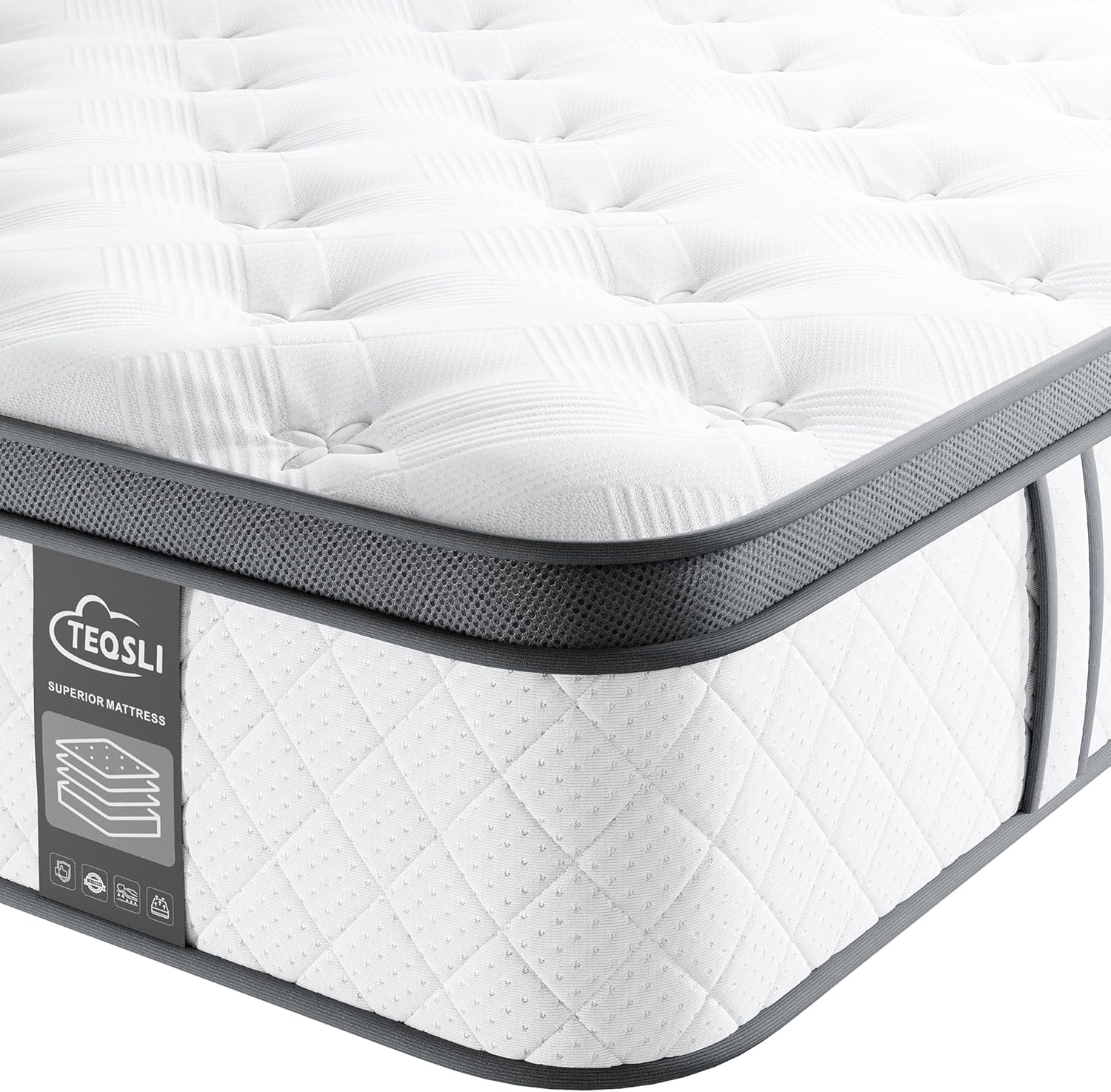 TeQsli 3FT Single Mattress 10 Inch Gel Memory Foam Pocket Spring Hybrid Mattress...