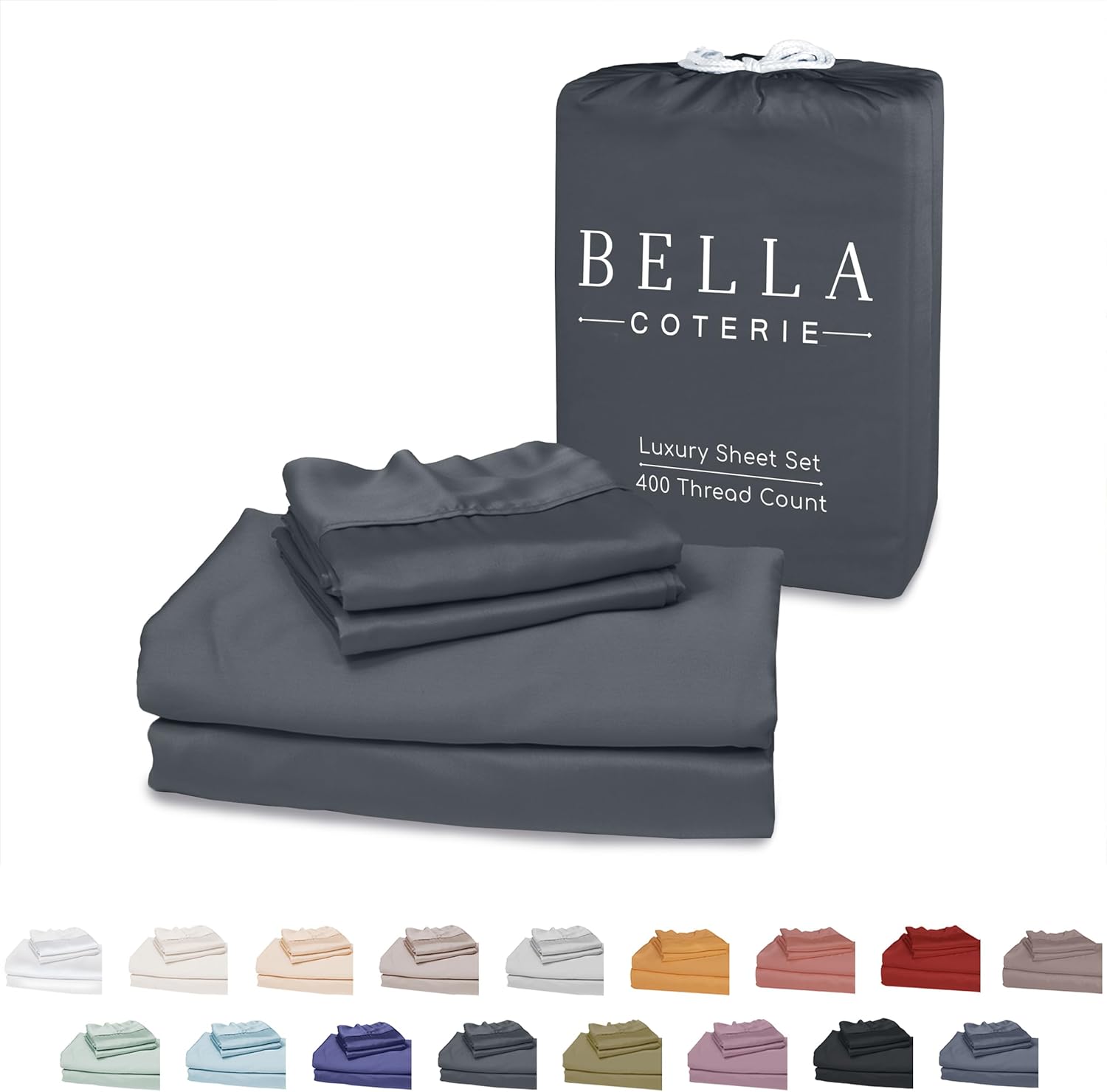 Bella Coterie Luxury Bamboo Viscose Sheet Set, High-Quality Queen Size Sheets fo...