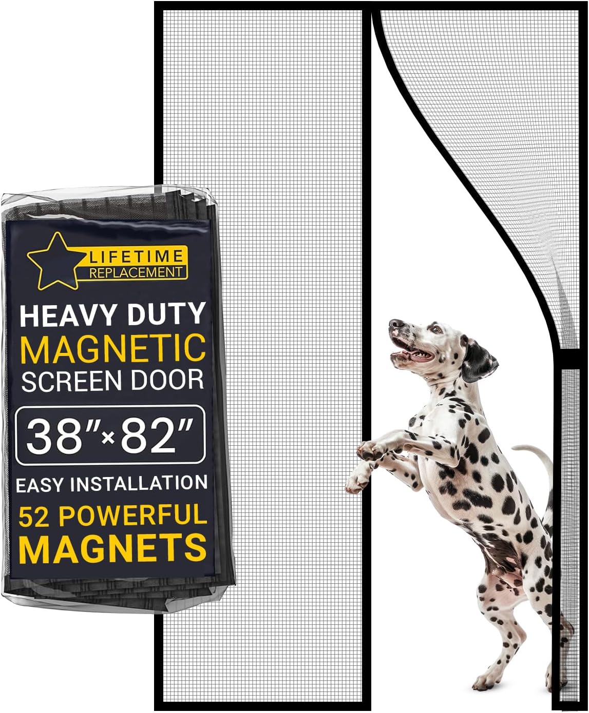 Flux Phenom Magnetic Screen Door 38"x82" – 2025 Model, 52 Powerful Magnets, Upgr...