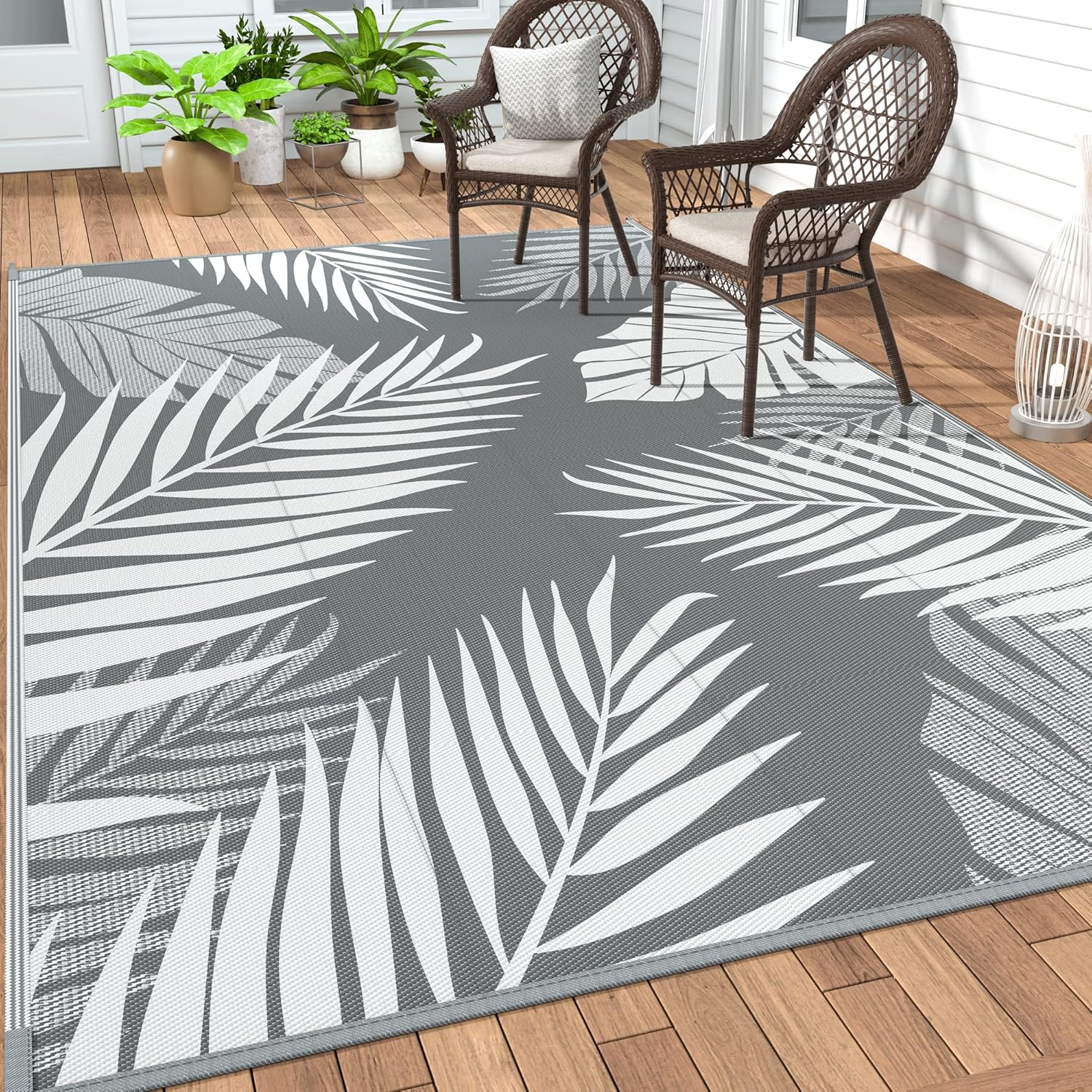 GENIMO Outdoor Rug 5' x 8' Waterproof for Patios Clearance, Reversible Plastic S...