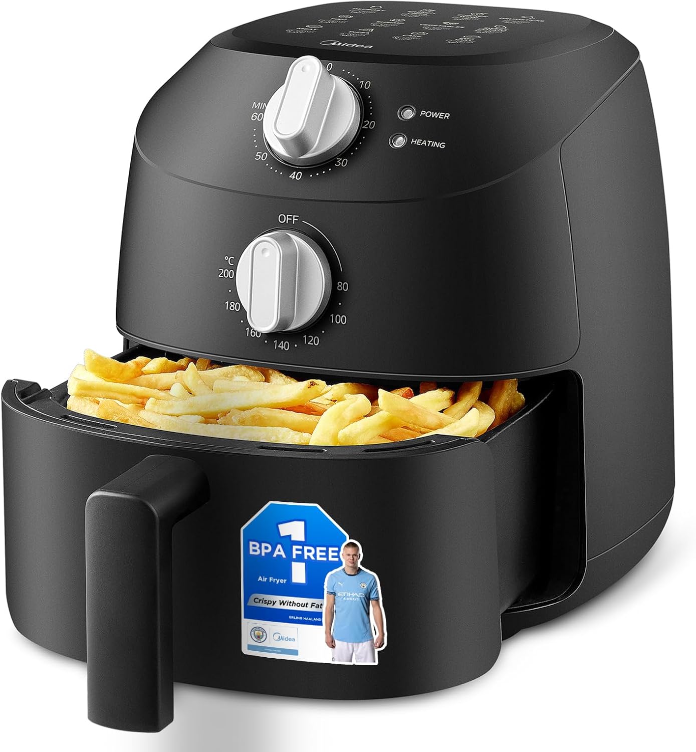 Midea Small Air Fryer, 1150 Watt, 2L Airfryer, Temperature Control, Timer, Indic...