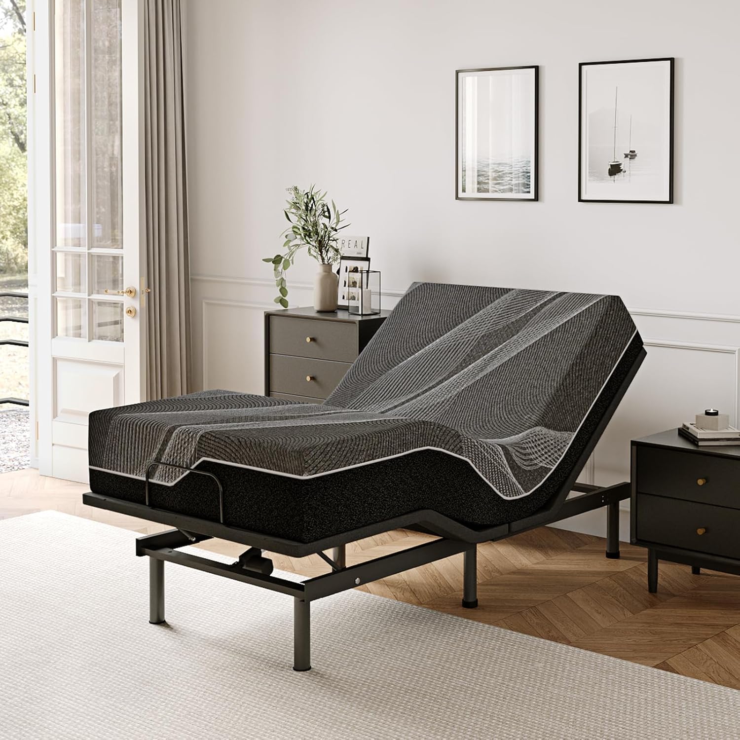 Twin XL Adjustable Bed Base Frame with Wireless Remote + 14 Inch Twin XL Gel Mem...