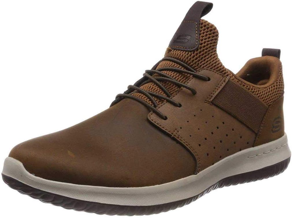 Skechers Men's Delson- Axton Slip On Trainers 11 UK Dark Brown Leather
