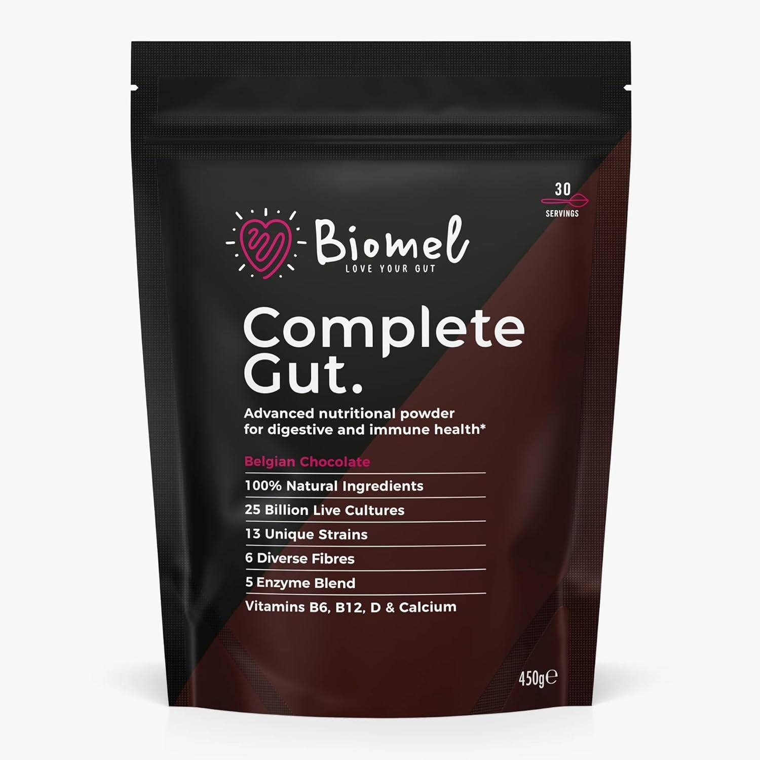 Biomel Complete Gut - Belgian Chocolate - 4 in 1 Gut Health Powder with Diverse...
