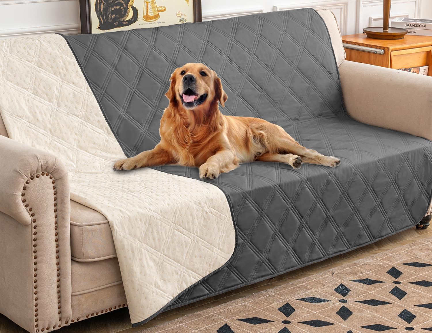 Ameritex Waterproof Dog Bed Cover, Special Pet Blanket with Anti-Slip Back, High...