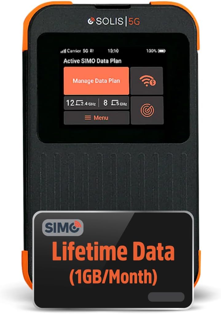 SIMO Solis 5G WiFi Mobile Hotspot Device, Portable WiFi for Travel in 140+ Count...