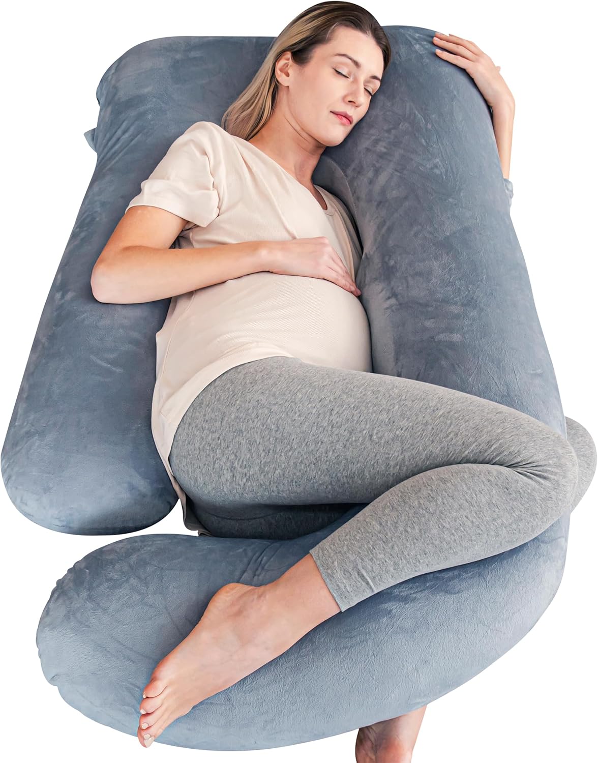 Cute Castle Pregnancy Pillows, Soft U-Shape Maternity Pillow with Removable Cove...