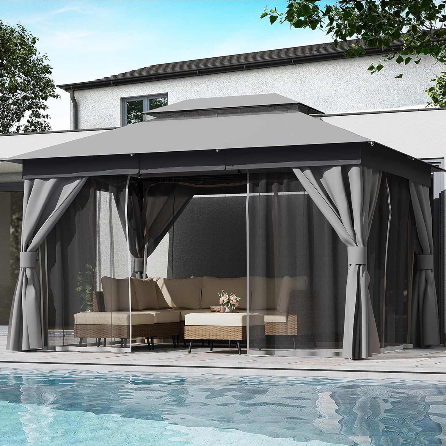 LAUSAINT HOME Outdoor Patio Gazebo, Special Outdoor Shelter with Expansion Bolts...