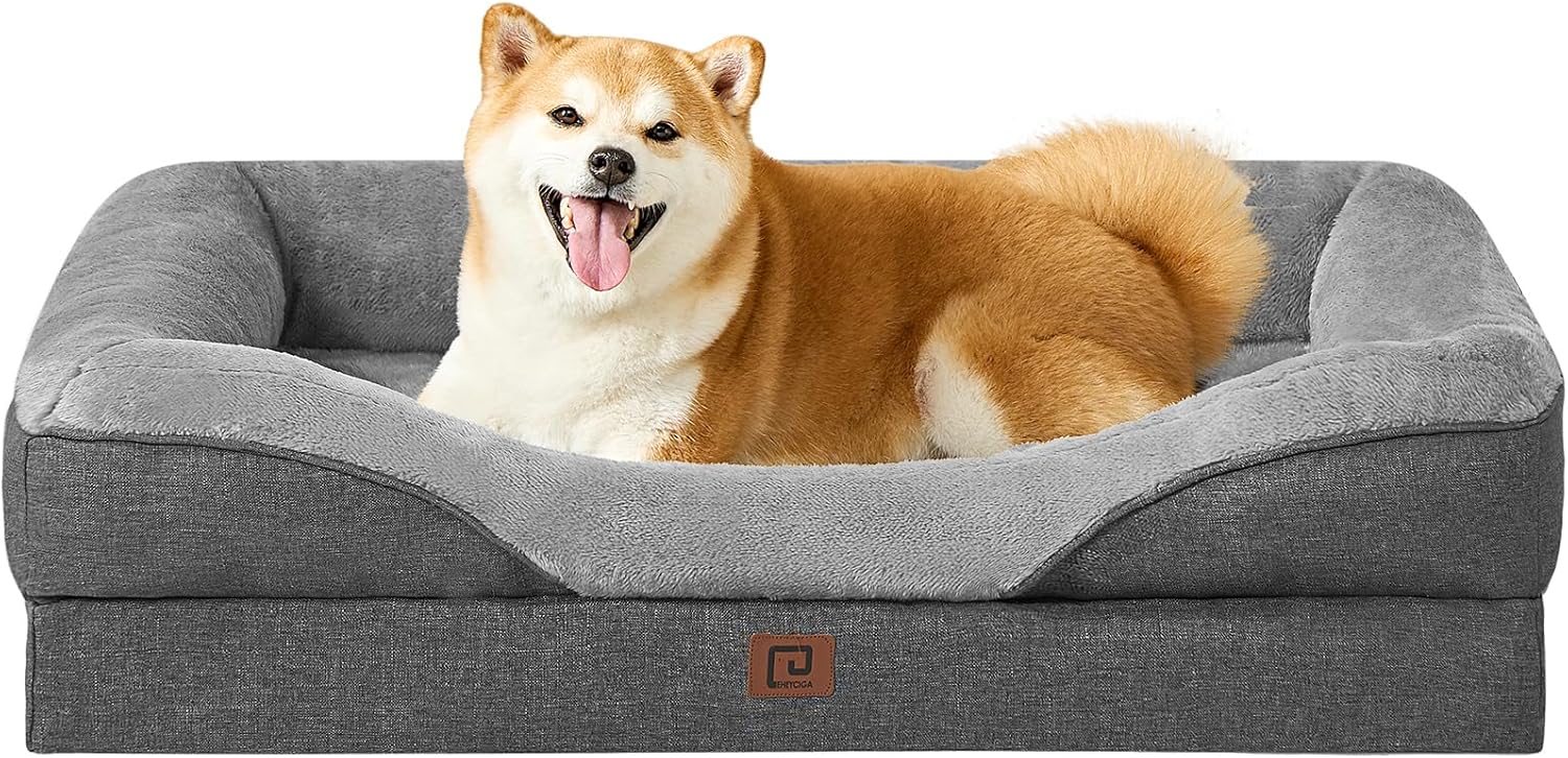 Top-Quality EHEYCIGA Memory Foam Dog Beds, Comfortable Orthopedic Dog Sofa with...