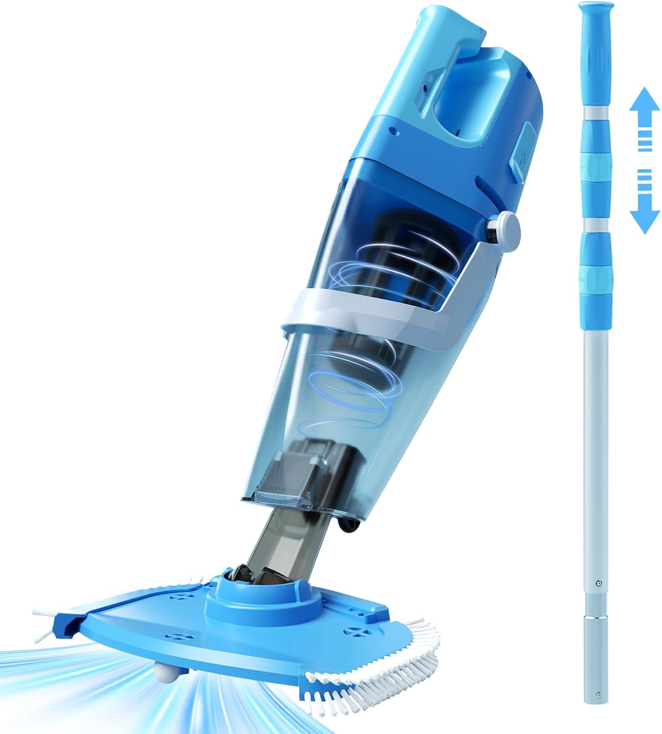 Cordless Pool Vacuum with Telescopic Pole, 26.5 gallons/min Powerful Suction, Ha...