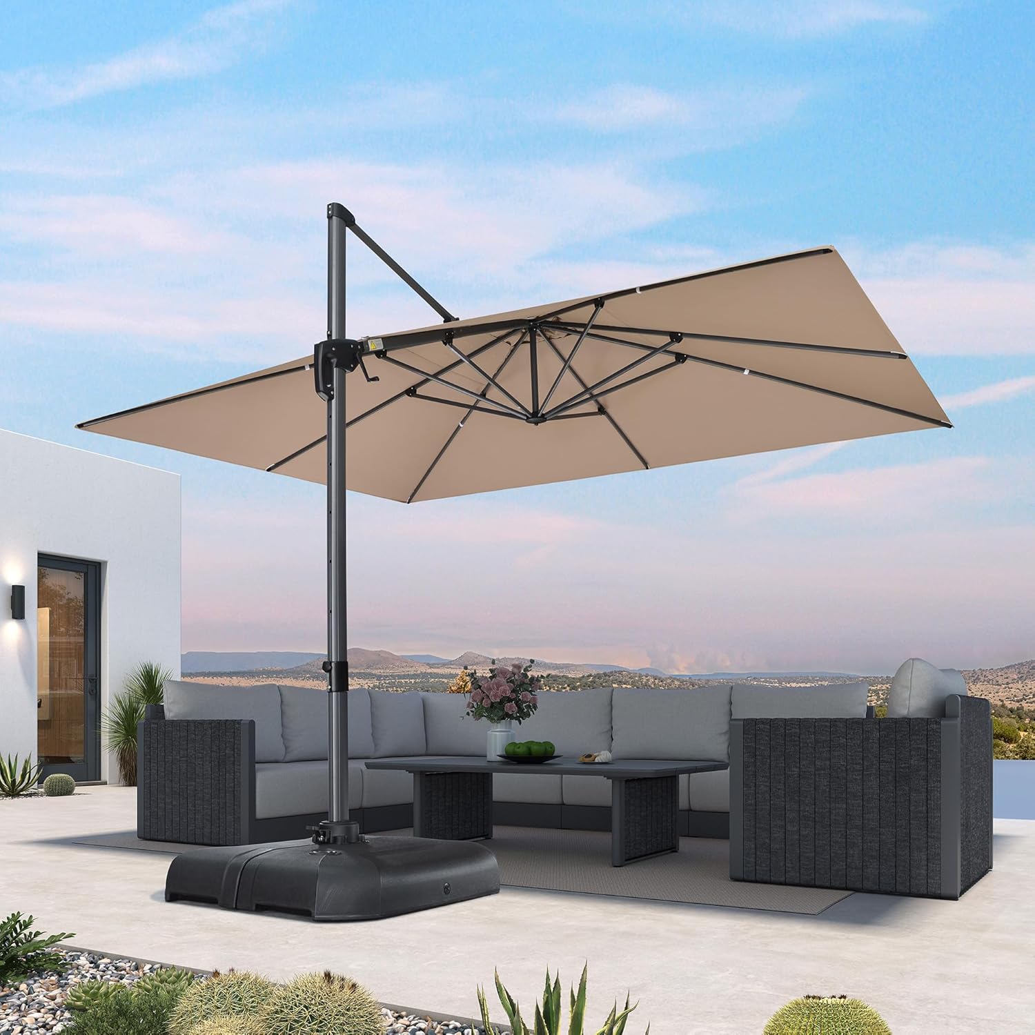 Premium PURPLE LEAF Outdoor Cantilever Umbrella, Versatile Rectangle Umbrella fo...