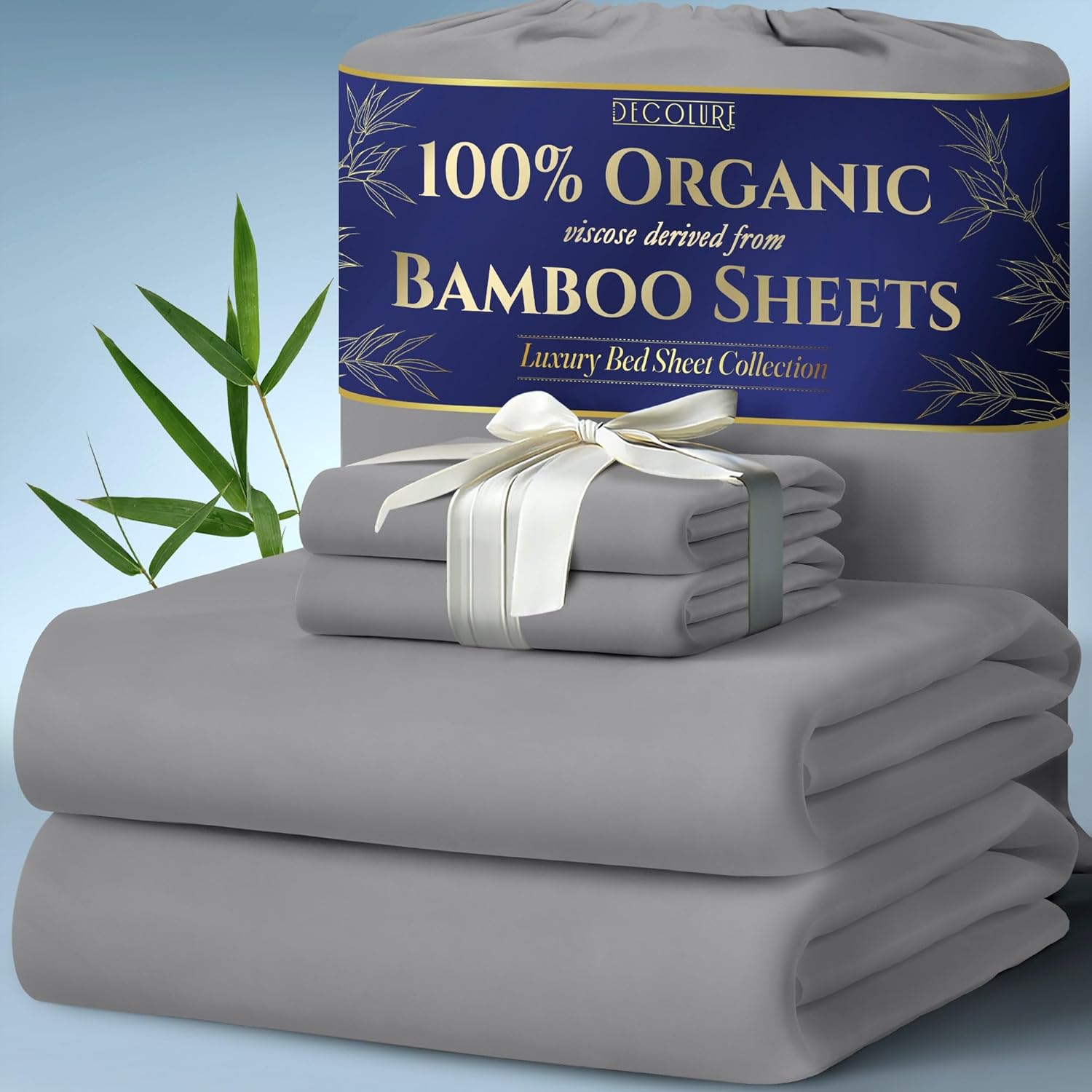 Top Quality DECOLURE Bamboo Sheets, Special Organic Viscose Bedding Set, Ultra S...