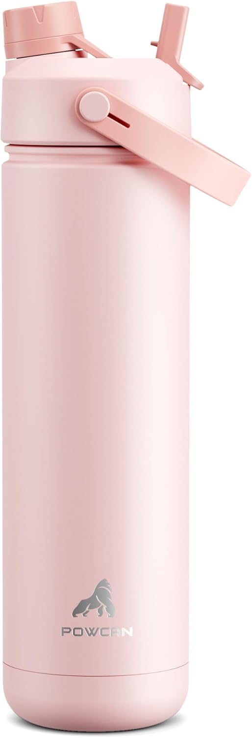 26 oz Insulated Water Bottle with 2-in-1 Straw and Spout Lid, Keep Cold 24H, Lea...