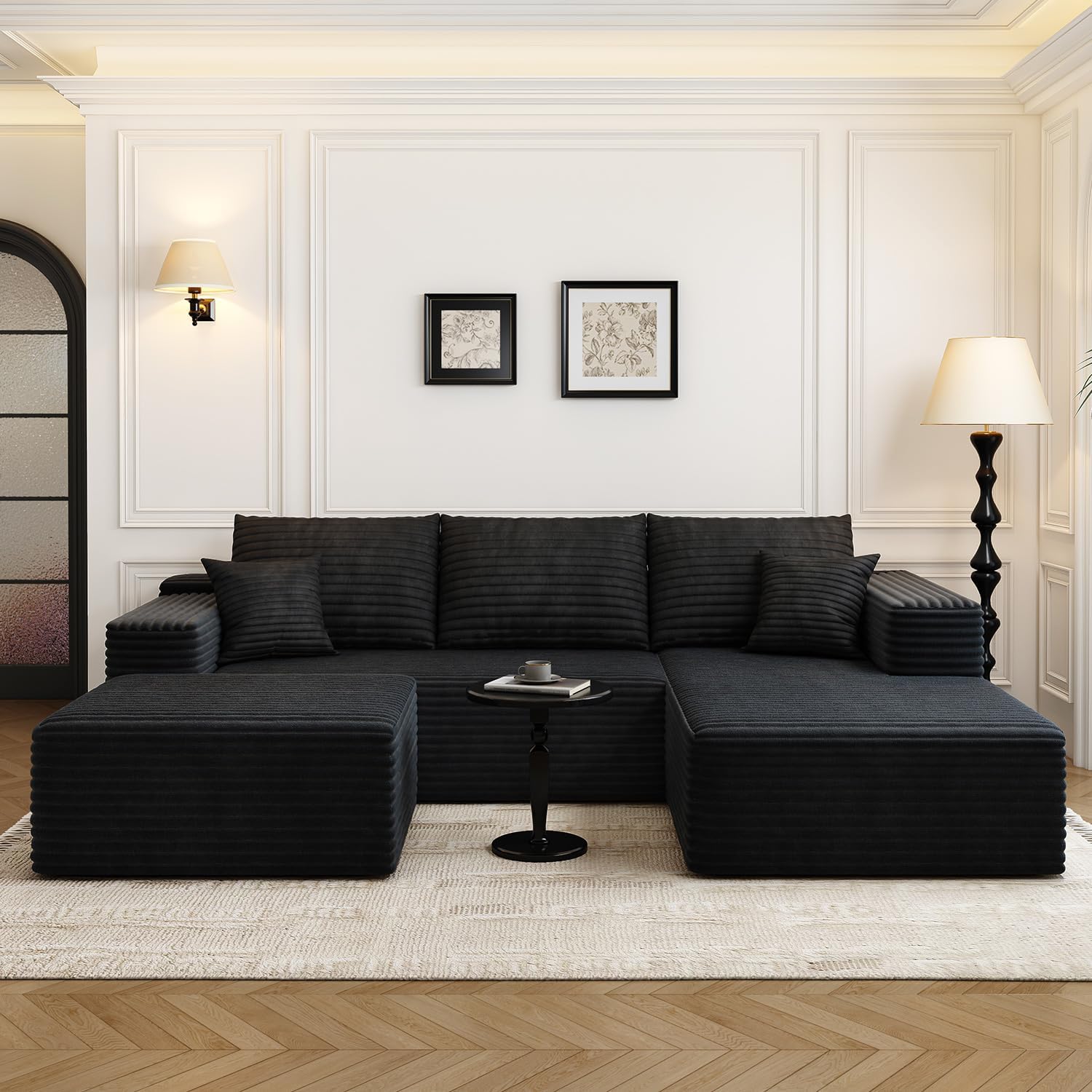 107.5" Cloud Modular Sectional Sofa with 1 Ottoman,Modern Minimalist Upholstered...