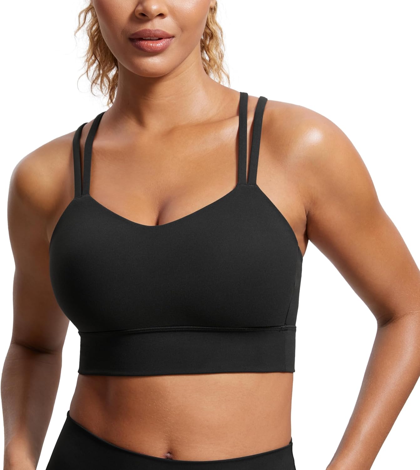 CRZ YOGA Womens Sports Bra, Special Softness Mold Yoga Crop Top, Innovative Doub...