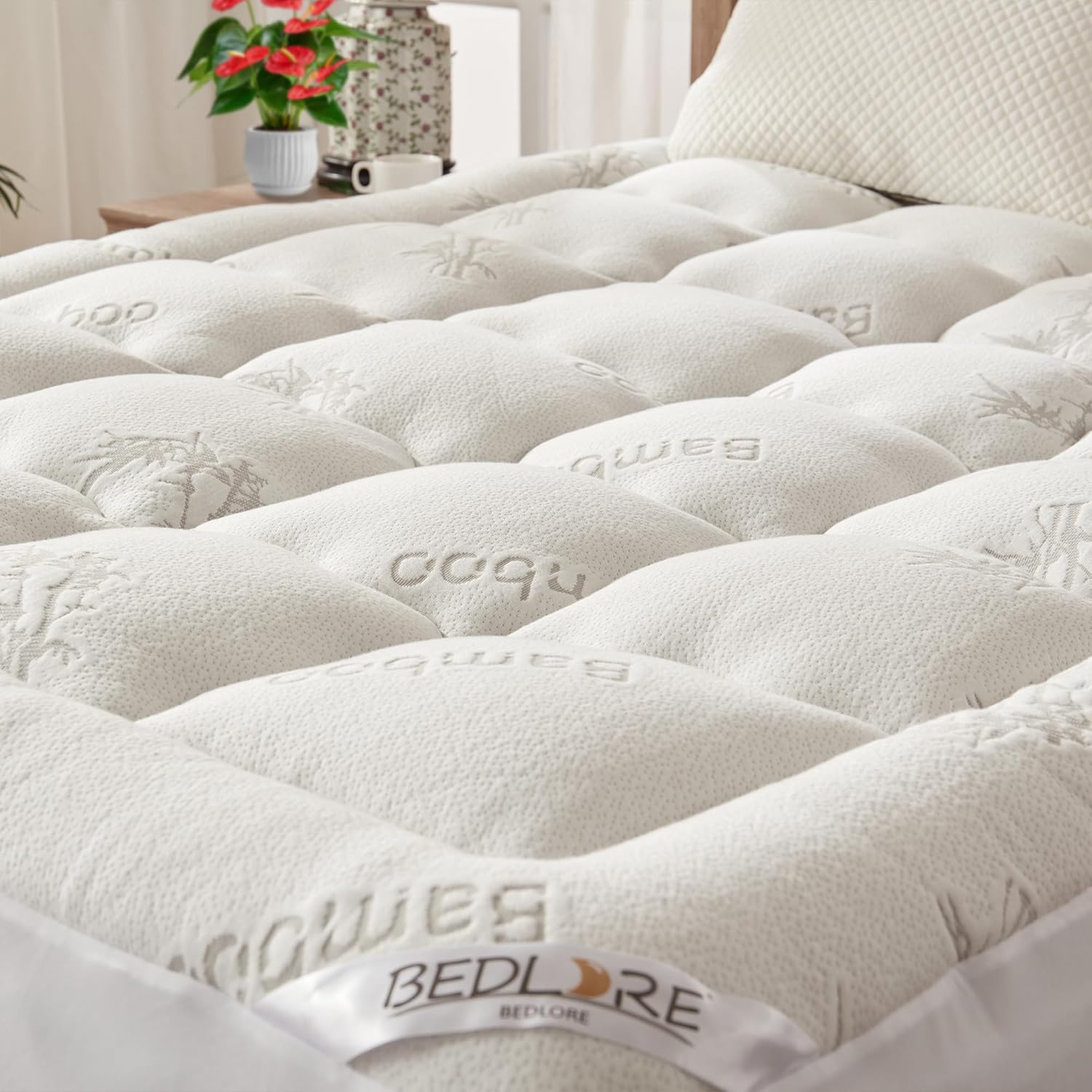 BEDLORE Queen Mattress Topper Viscose Derived from Bamboo, Thick Pillow Top Matt...