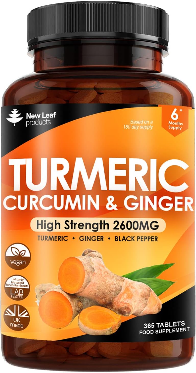 Turmeric Tablets 2600mg High Strength with Black Pepper & Ginger (6 Months Suppl...