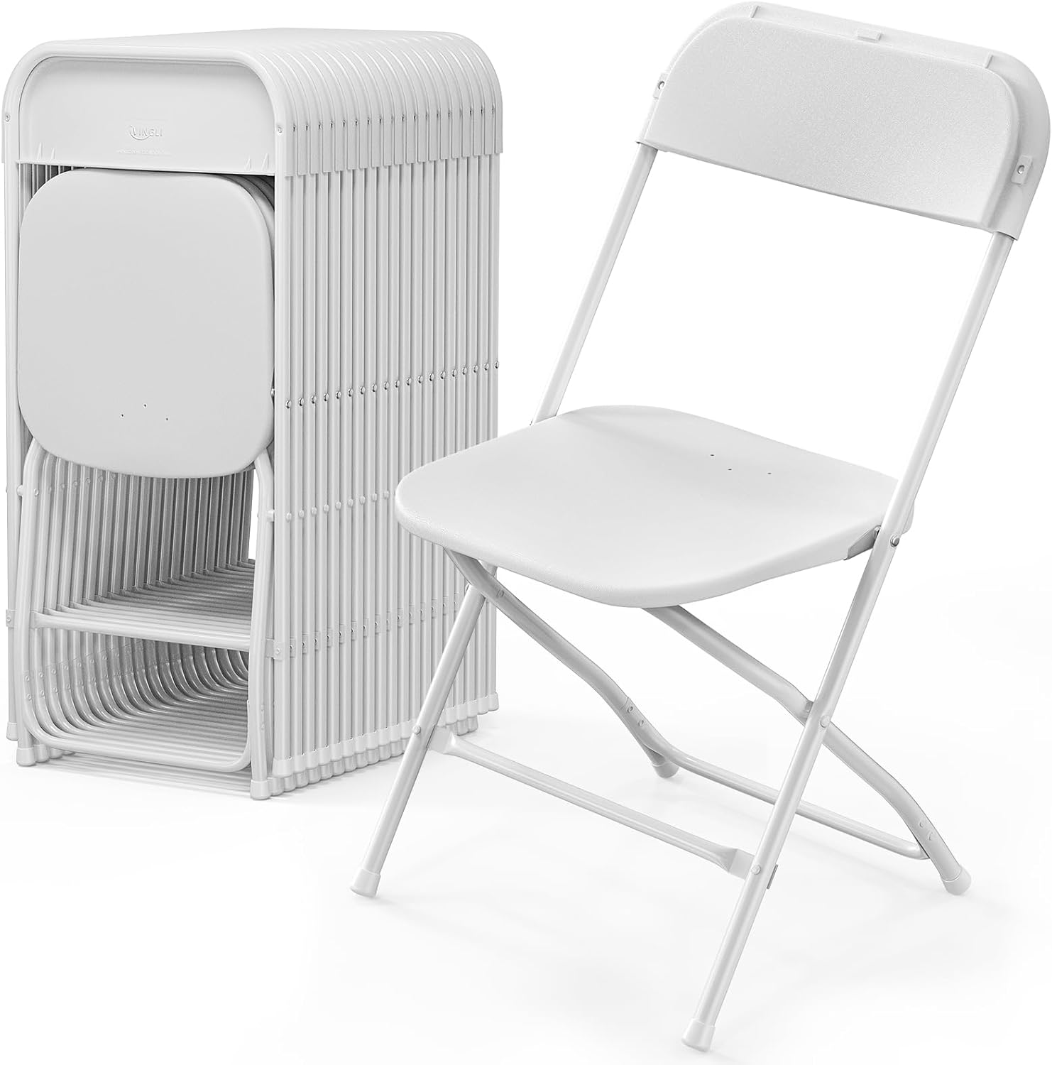 VINGLI 20 Pack White Plastic Folding Chair, Indoor Outdoor Portable Stackable Co...