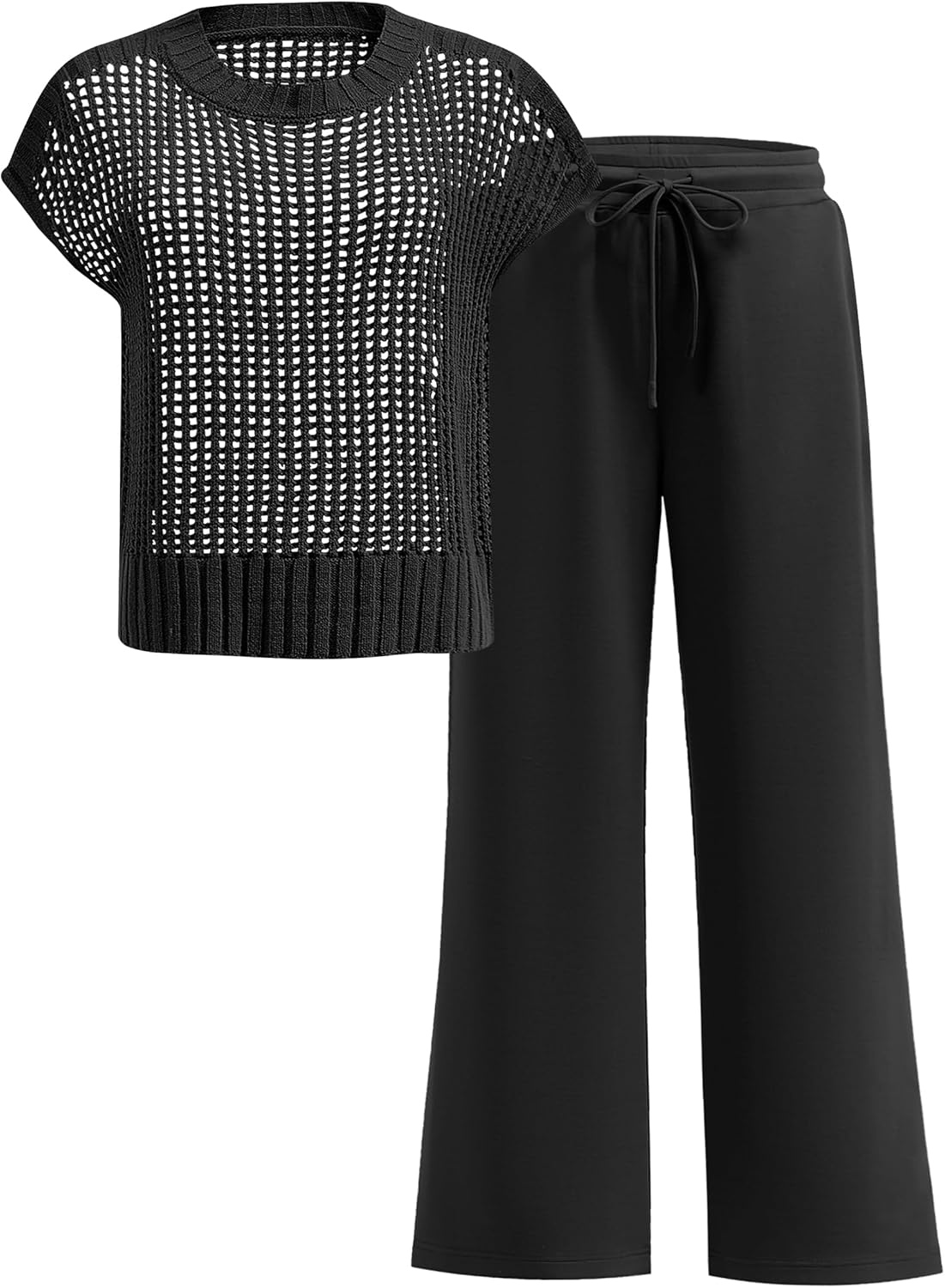 ANRABESS Women Two Piece Outfits, Stylish Knit Sweater and Pants Lounge Set, Coz...