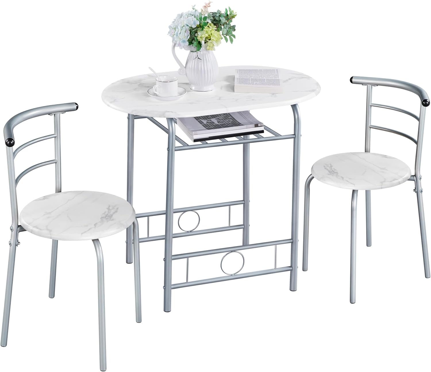 Yaheetech 3 Piece Dining Room Set, Modern Dining Table and Chairs Set of 2, Brea...