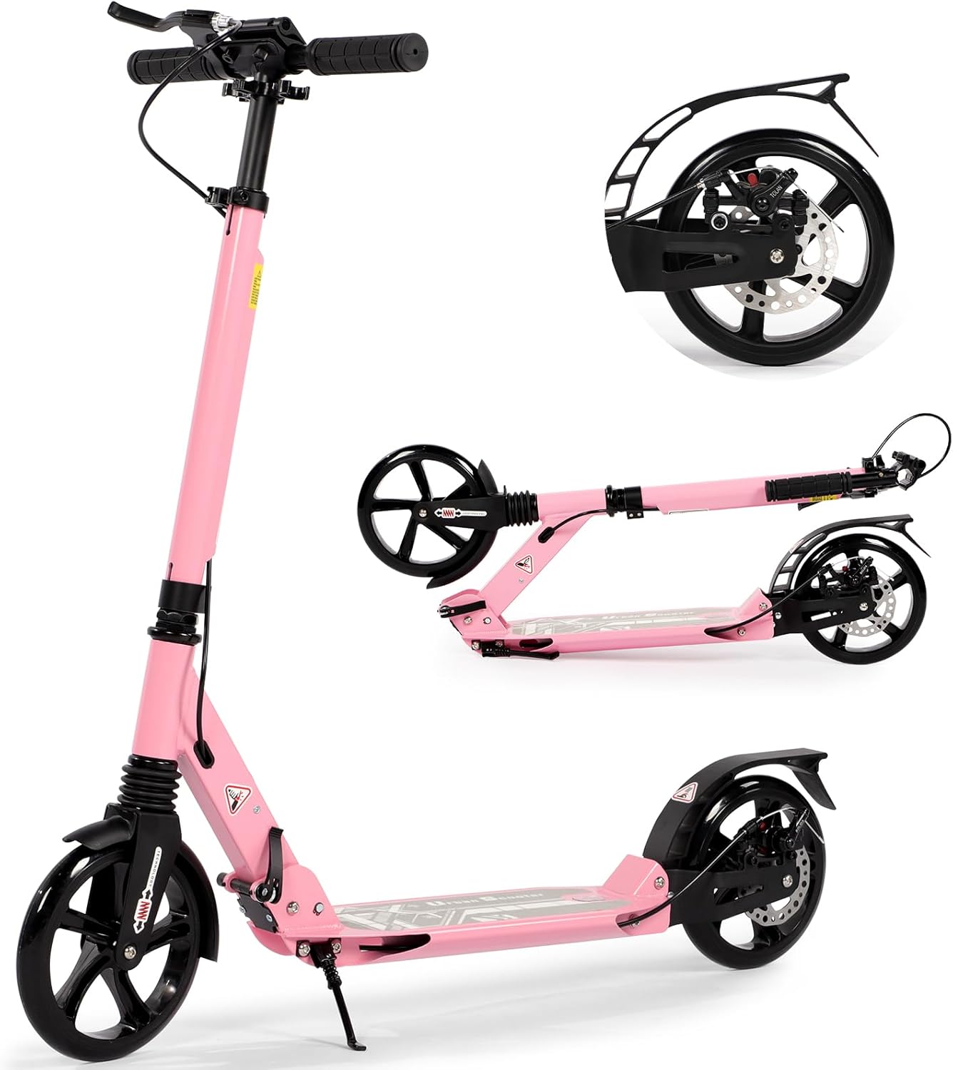 Kick Scooter for Kids Ages 8-12, 200mm Big Wheels Scooter for Adults with Disc B...