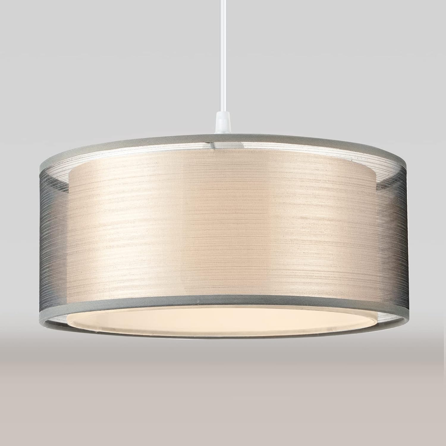 FRIDEKO HOME 2 Tier Light Shade Ceiling - Modern Grey Lampshade for Ceiling Ligh...