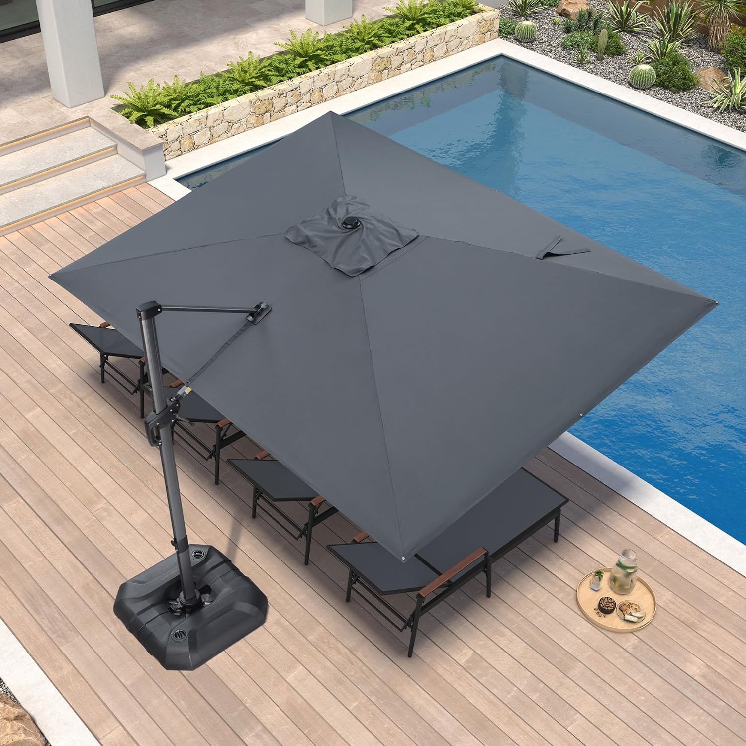 PURPLE LEAF 9' X 11.5' Patio Umbrella Outdoor Cantilever Rectangle Umbrella Alum...