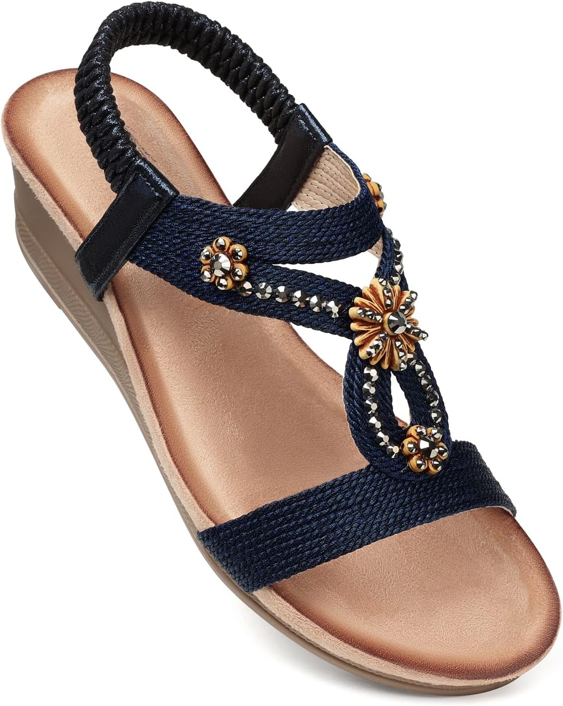 Affordable SHIBEVER Womens Wedge Sandals, Special Dressy Sandals with Flower Low...