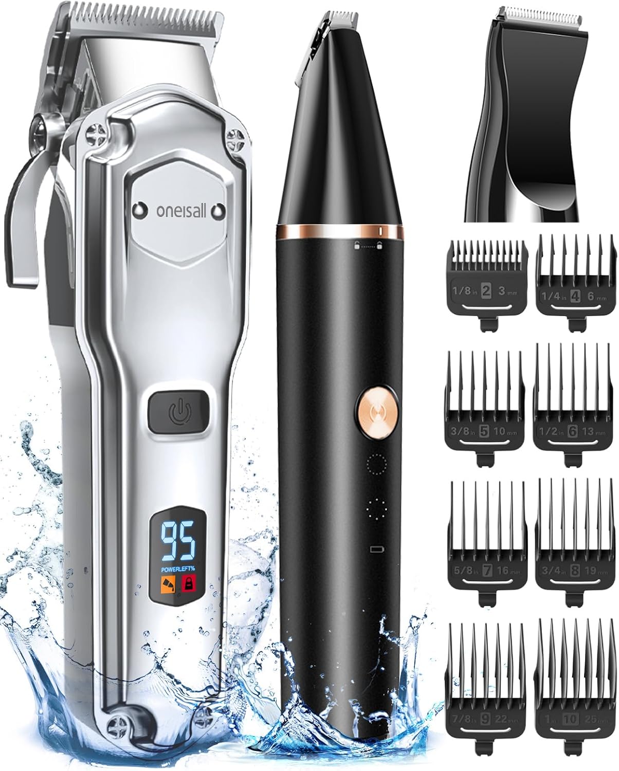 oneisall Dog Clippers & Paw Trimmer 2 in 1 Grooming Kit, Dog Clippers Profession...