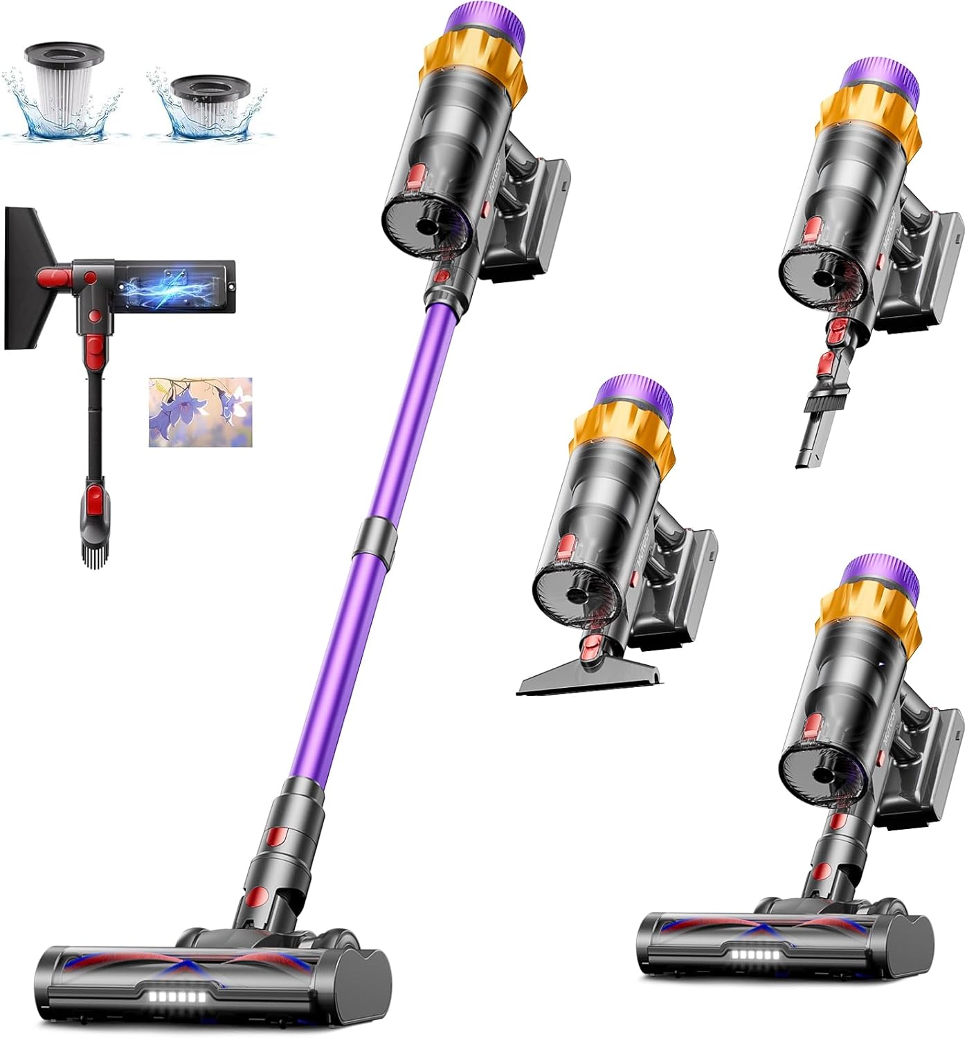 Cordless Vacuum Cleaner, High-Power 550W Vacuum Cleaners for Home, Efficient Sel...
