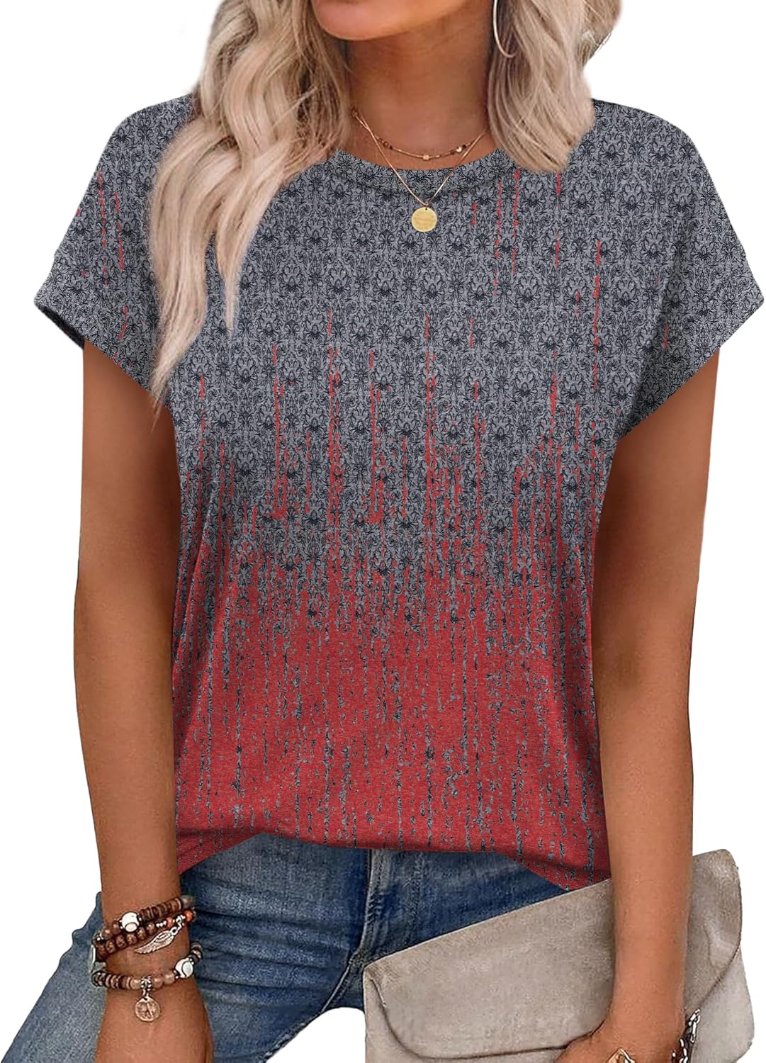Alaroo Womens Summer Tops, Special Short Sleeve Shirts, Stylish Crew Neck Tunic...