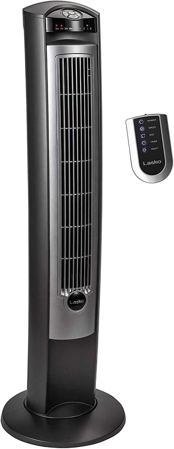 Lasko Oscillating Tower Fan with Remote, Quiet Flo...