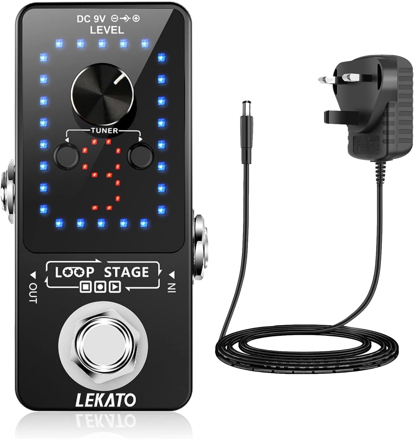 LEKATO 9 Slots Guitar Loop Pedal with Power Supply Guitar Loop Effect Pedal Elec...