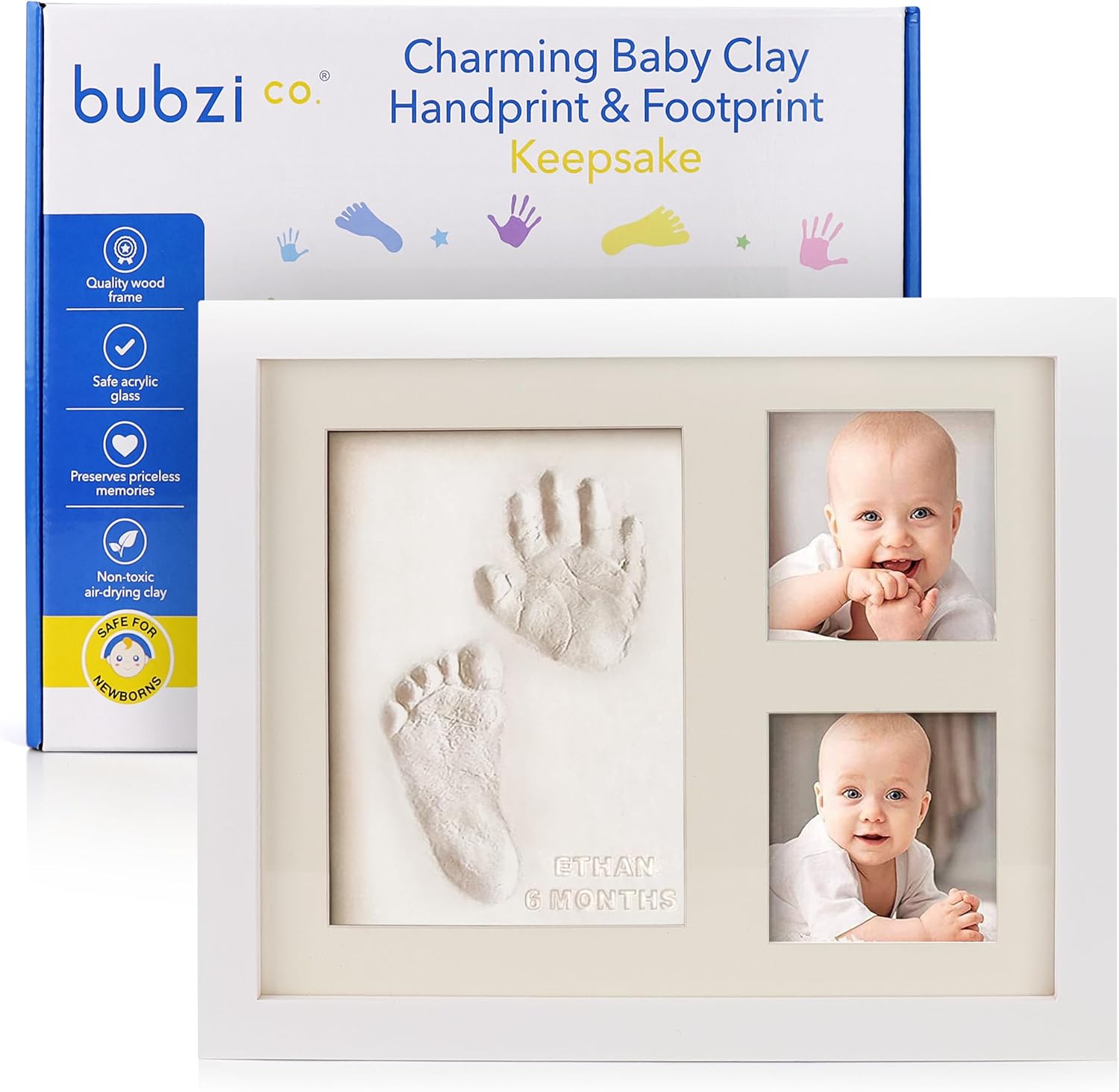 Baby Handprint Footprint Makers Kit Keepsake Photo Framed Pictures for Newborn B...
