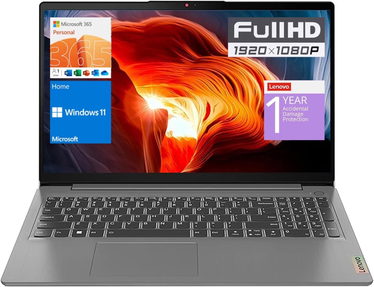 LENOVO IdeaPad 1 Laptop, 15.6” FHD Display, Intel Celeron N4500 Processor, 20GB...