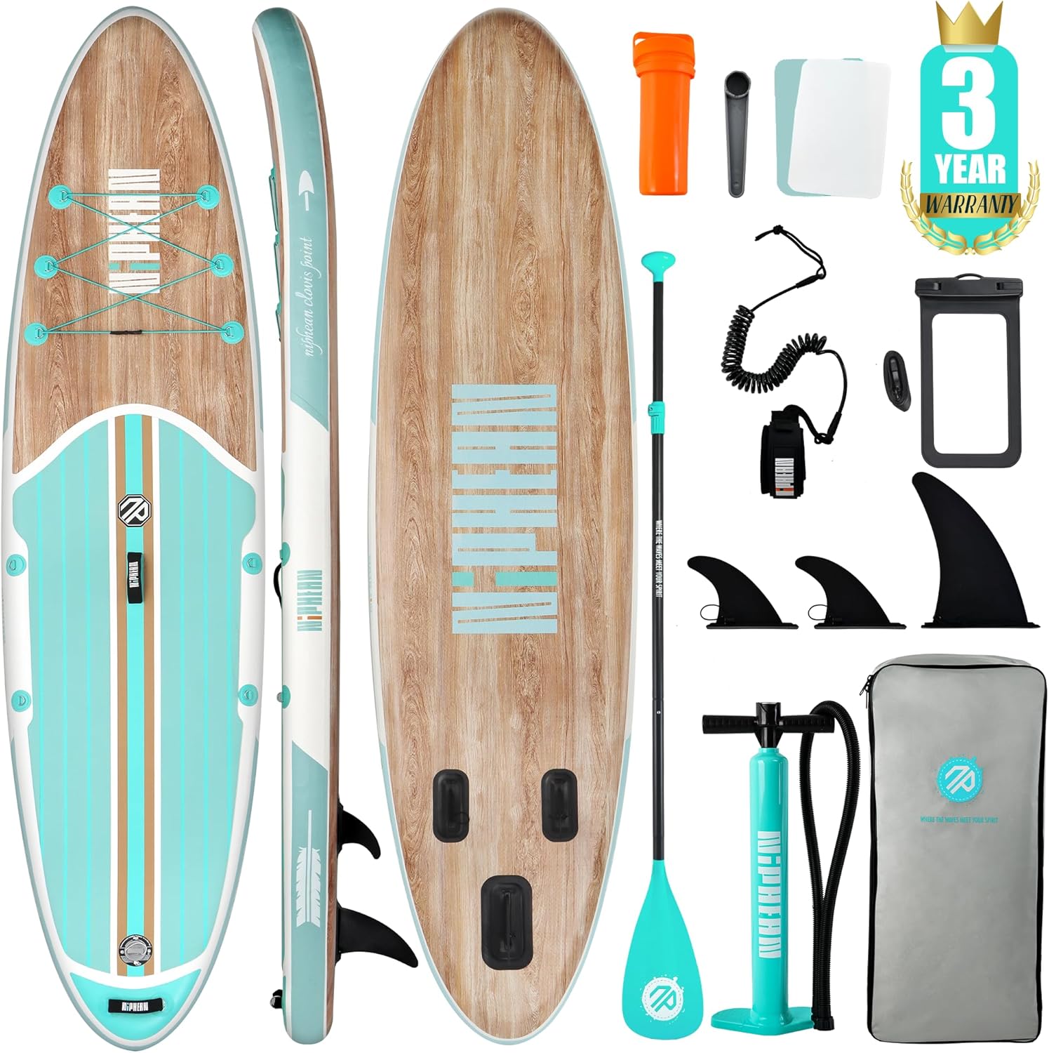 Niphean Inflatable Stand Up Paddle Board with SUP Accessories, Anti-Slip EVA Dec...