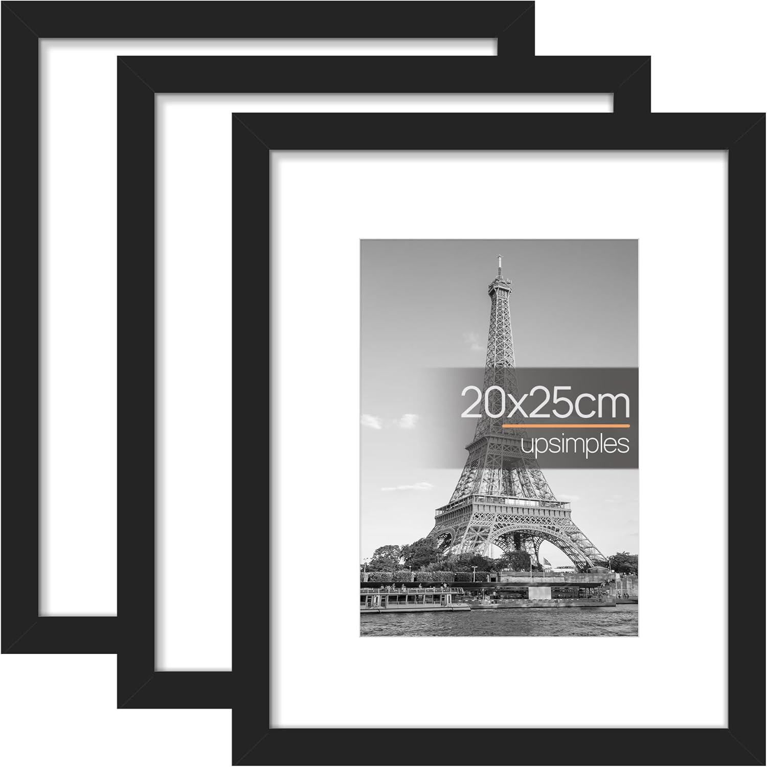 Upsimples 3 Pack Black Picture Frame, High-Quality Wall Hanging Photo Frame 20x2...